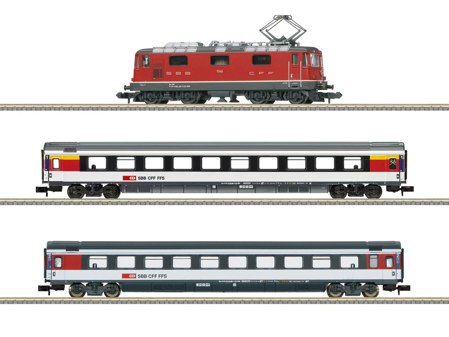 Minitrix M11167 SBB Re4/4 II Electric Passenger Train Set IV (DCC-Sound) N Gauge