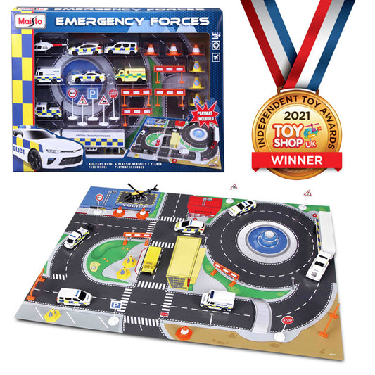 Maisto Emergency Forces Playset with Playmat & 8 Vehicles Fresh Metal M12151