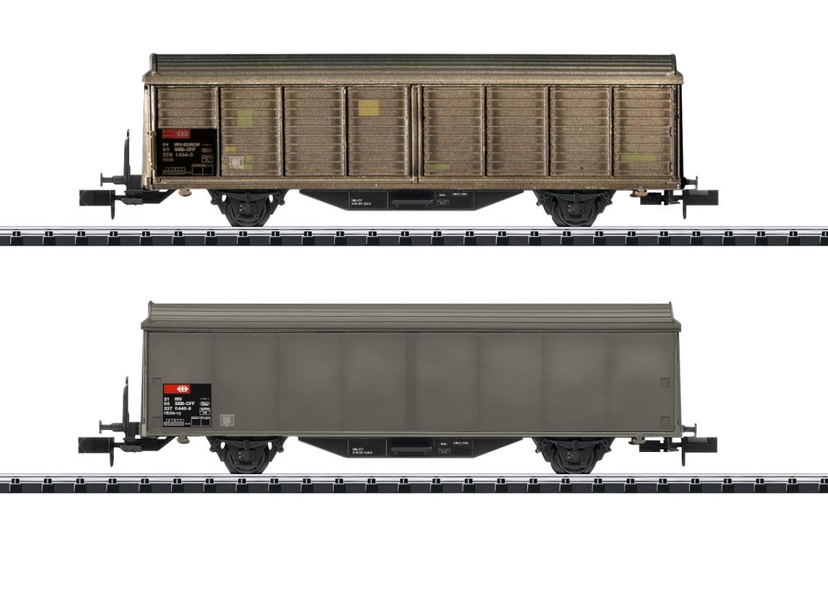 Minitrix SBB Hbis-v Sliding Wall Box Wagon Set (2) V N Gauge 15307
