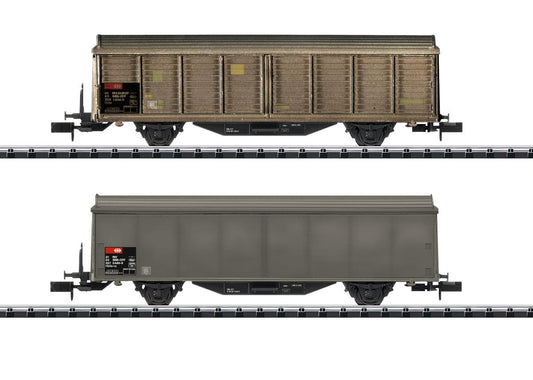 Minitrix SBB Hbis-v Sliding Wall Box Wagon Set (2) V N Gauge 15307