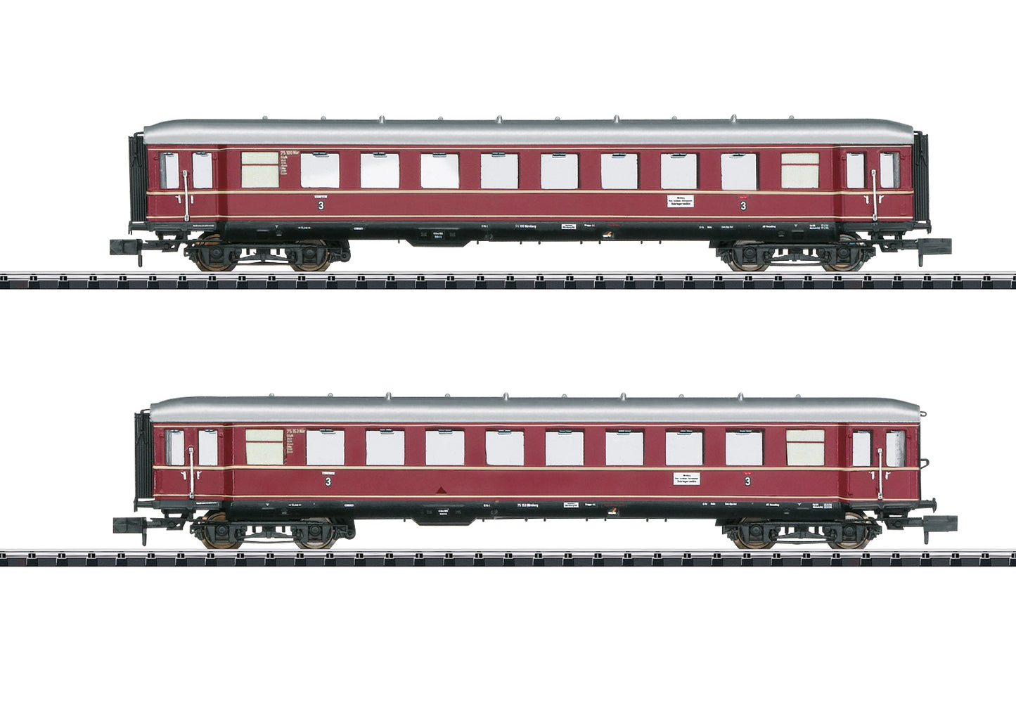 Trix 15406 DB C4ylb-43.52 3rd Class Red Bamberg Coach Set (2) III N Gauge