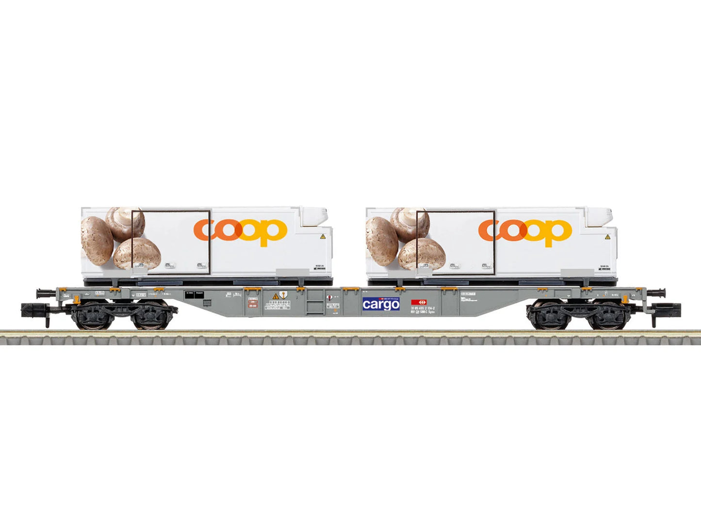 Minitrix M15496 SBB Cargo Sgns Container Wagon w/Coop Containers Load VI N Gauge