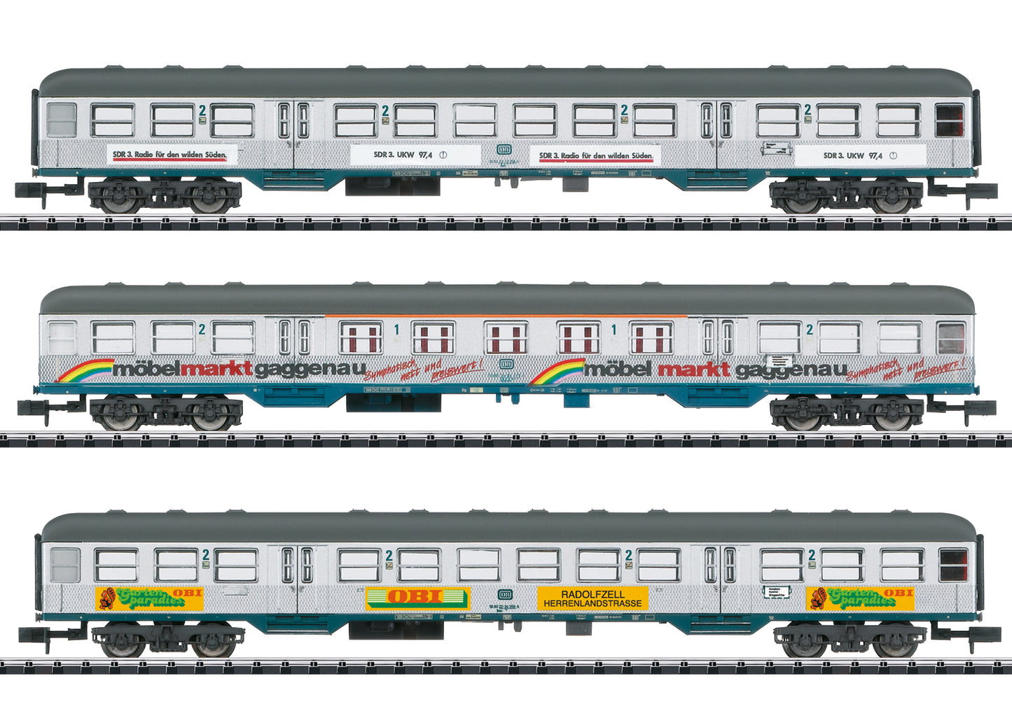 Trix 18213 DB Silberlinge Advertising Coach Set (3) IV N Gauge