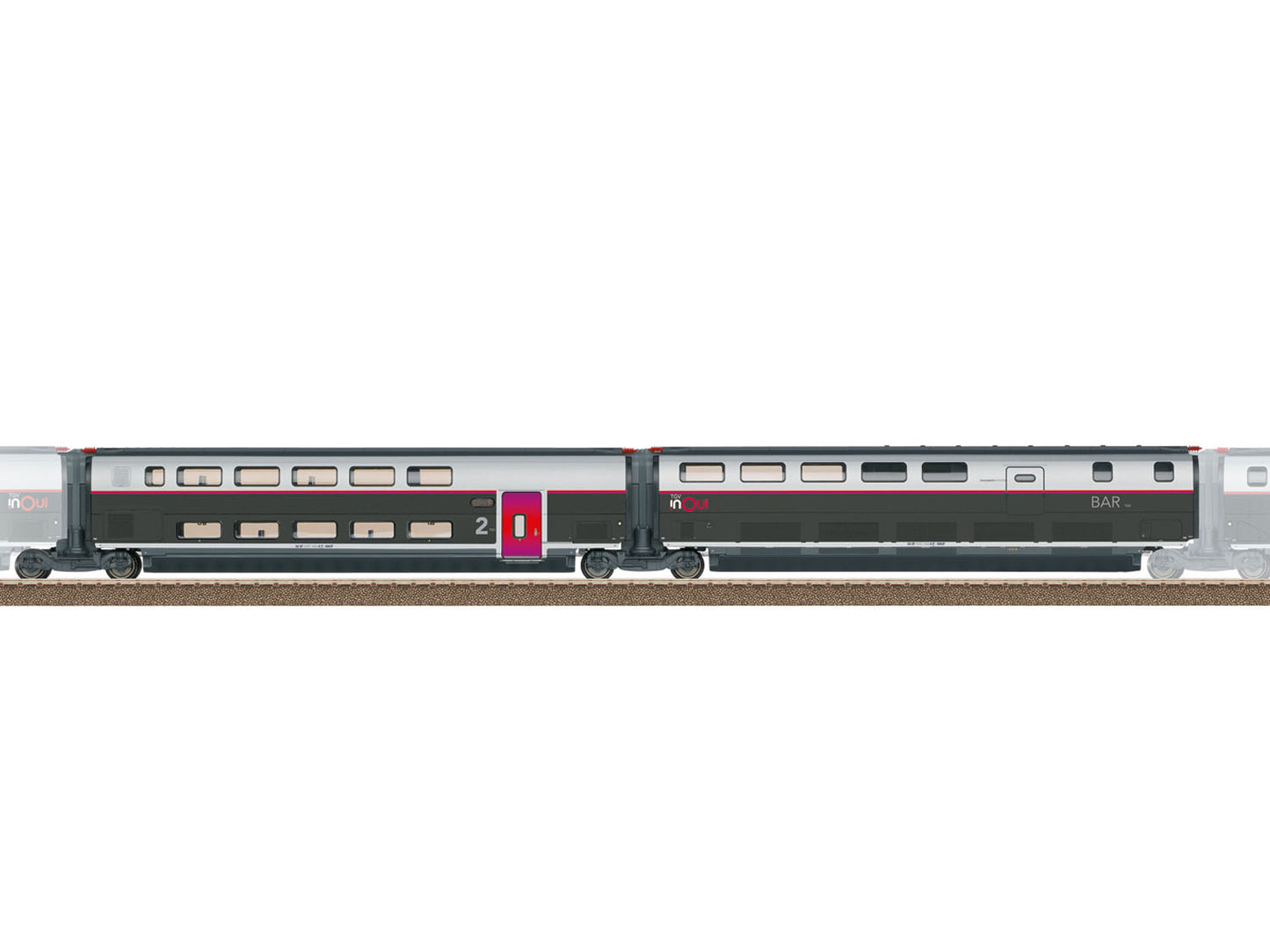 Trix M23189 SNCF INOUI Intermediate Coach Set 3 (2) VI HO Gauge