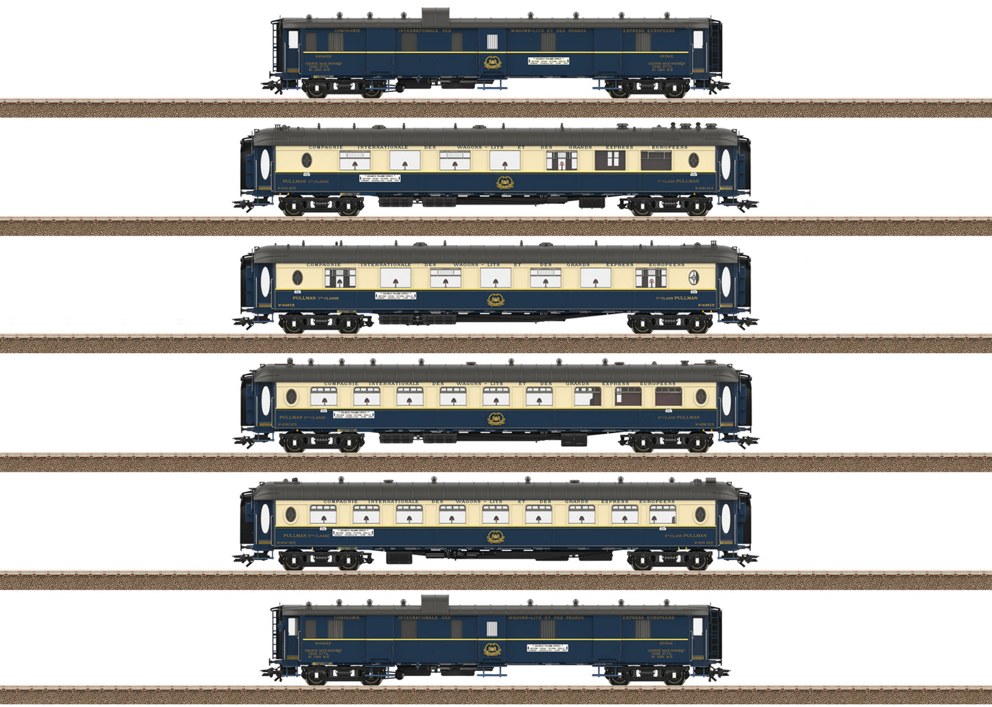 Trix CIWL Edelweiss Parlour Car Express Coach Set (6) II M26470 HO Gauge