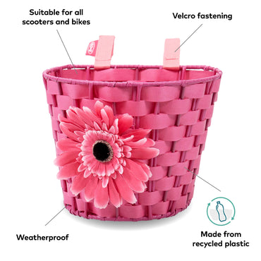Micro Pink Eco Flower Basket for Scooters or Bikes