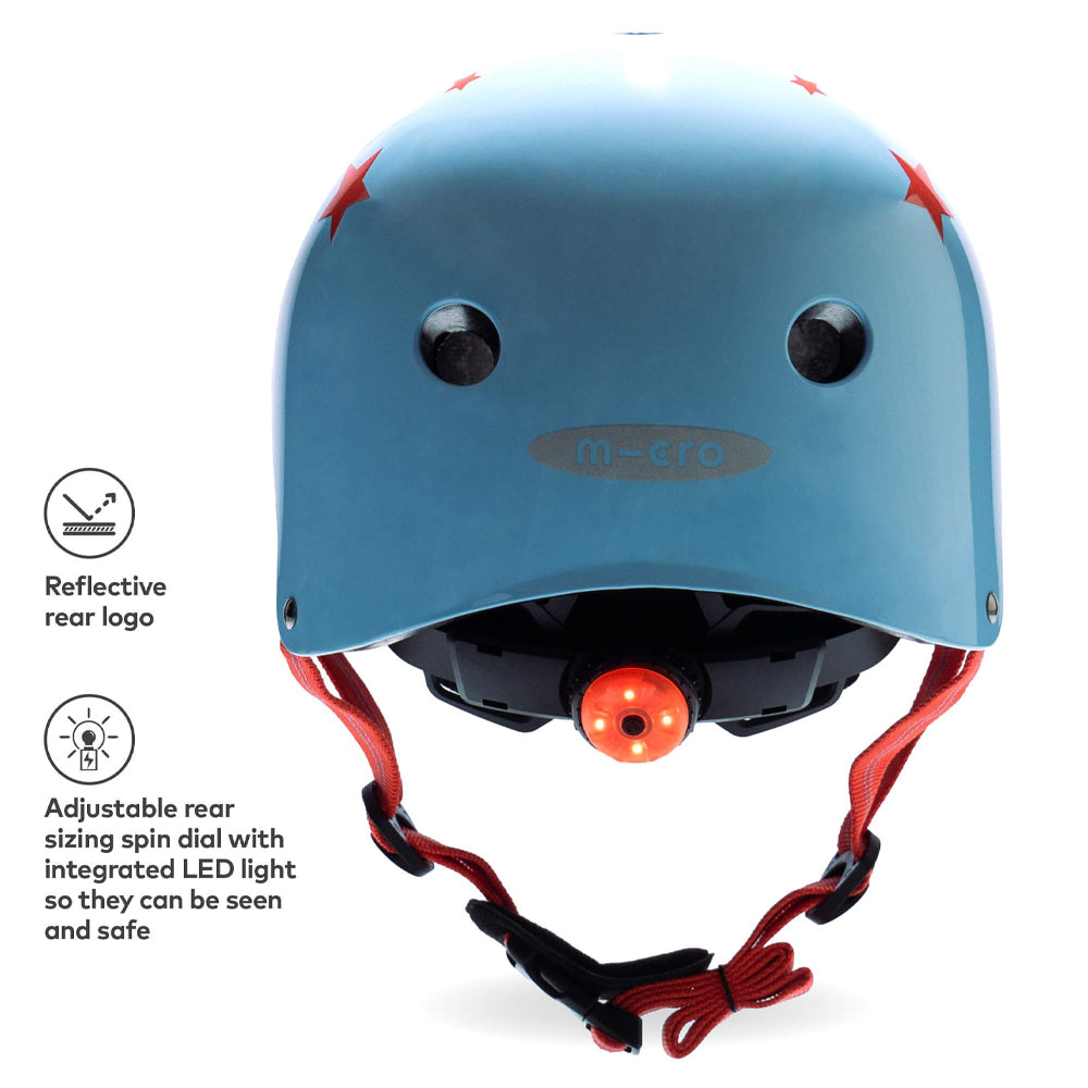 Micro Star Blue Printed Helmet Small 48-54cm for Scooters & Bikes