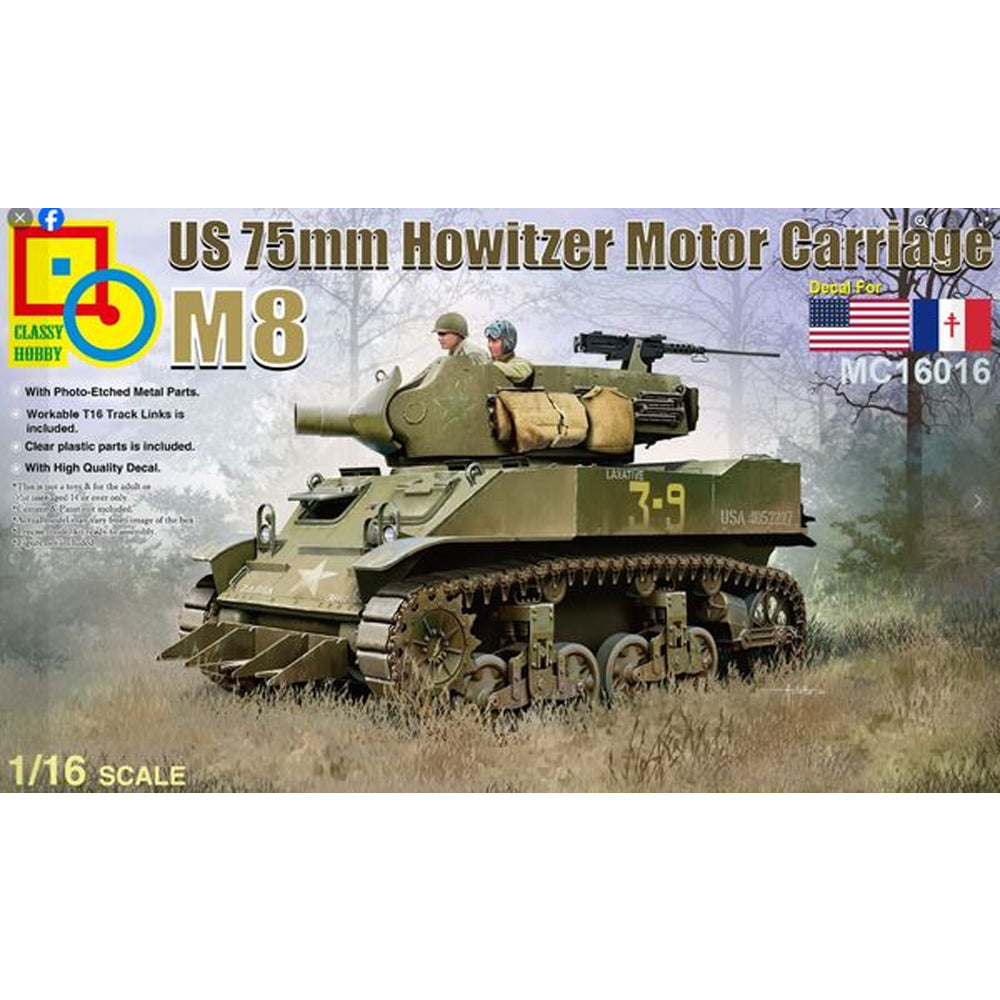 Classy Hobby MC16016 US M8 75mm Howitzer Motor Carriage 1:16 Model Kit