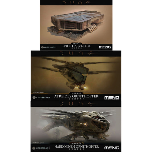 Meng Models Dune: Atreides & Harkonnen Ornithopters & Spice Harvester Model Kits