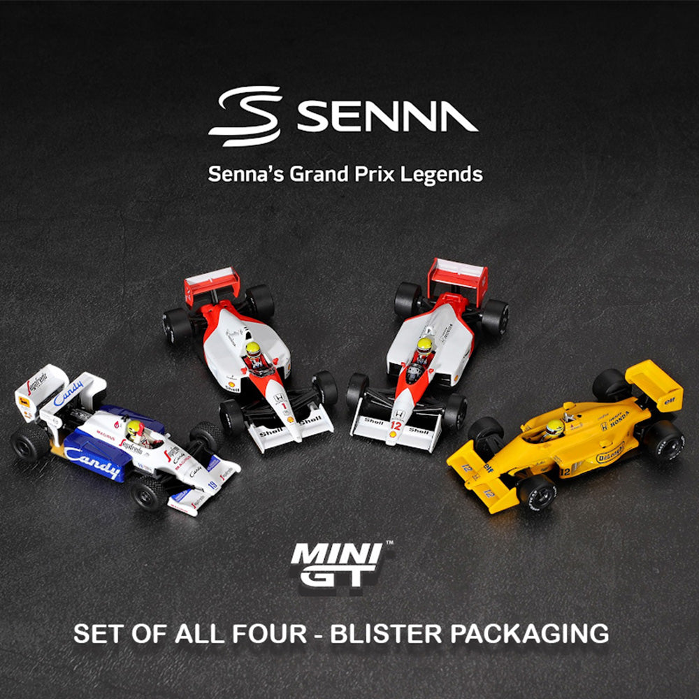 MiniGT Ayrton Senna F1 Car 1:64 Diecast Bundle - Blister Packaging
