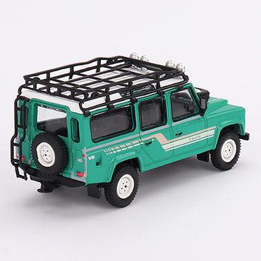 MiniGT Land Rover Defender 110 '85 County Station Wagon Trident Green 1:64 590-R