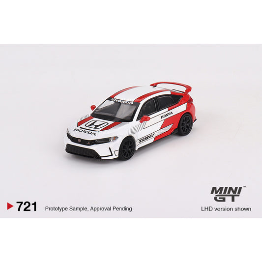 MiniGT Honda Civic Type R No.2 2023 Pace Car White 1:64 Diecast Model 721-L