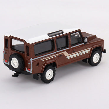 MiniGT Land Rover Defender 110 1985 County Station Wagon Brown 1:64 Model 734-L