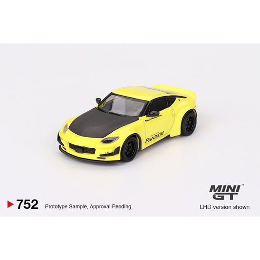 MiniGT Nissan Z Pandem Ikazuchi Yellow 1:64 Diecast Model 752-L