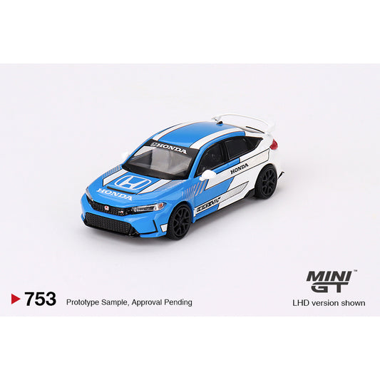 MiniGT Honda Civic Type R No.3 2023 Pace Car Blue 1:64 Diecast Model 753-L