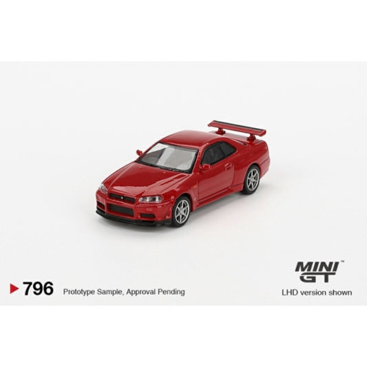 MiniGT Nissan Skyline GT-R (R34) V-Spec Active Red 1:64 Diecast Model 796-R
