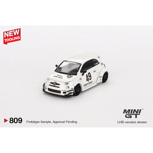 MiniGT LB-WORKS x Abas Works Abarth 595 Gara White 1:64 Diecast Model 809-L