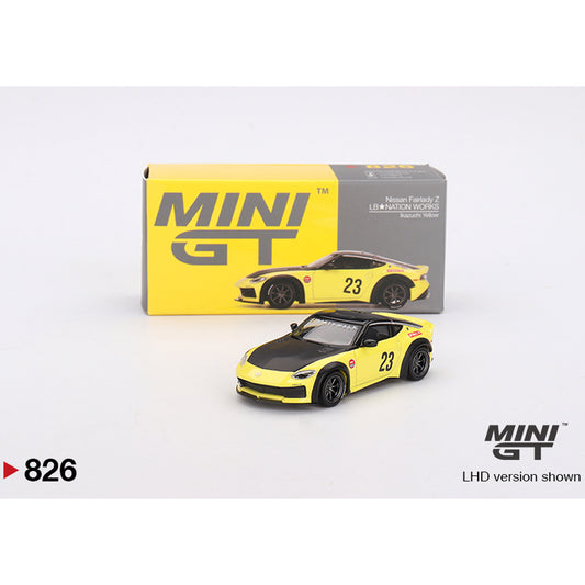 MiniGT Nissan Z LB★NATION WORKS Ikazuchi Yellow 1:64 Diecast Car 826-R