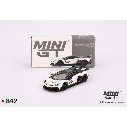 MiniGT Lamborghini Aventador SVJ 63 Bianco Asopo 1:64 Diecast Car No.842