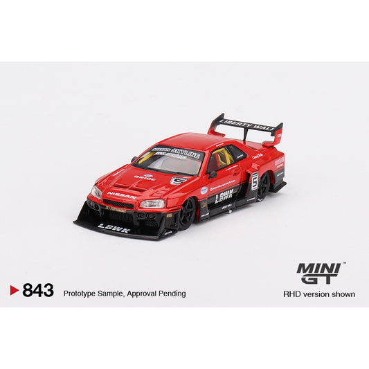 MiniGT Nissan LB-ER34 Super Silhouette LBWK Skyline Red/Black 1:64 Diecast Model