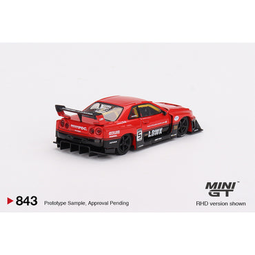 MiniGT Nissan LB-ER34 Super Silhouette LBWK Skyline Red/Black 1:64 Diecast Model