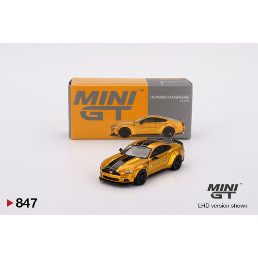 MiniGT LB-WORKS Ford Mustang LB Gold 1:64 Diecast Car No.847