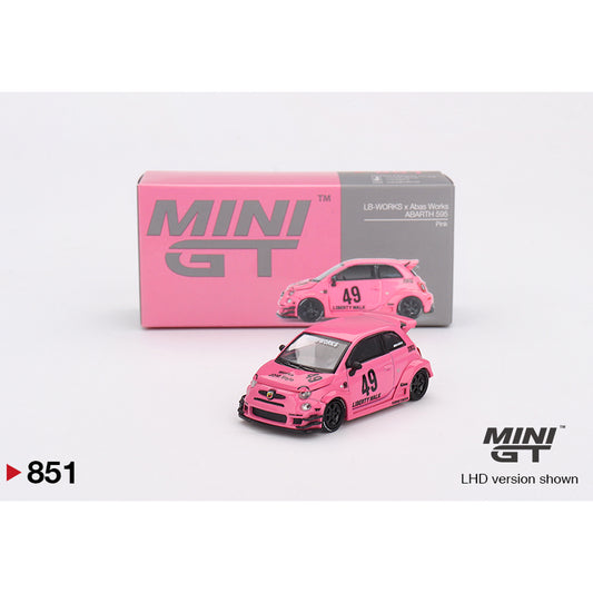 MiniGT ABARTH 595 LB-WORKS x Abas Works Pink 1:64 Diecast Car 851-R