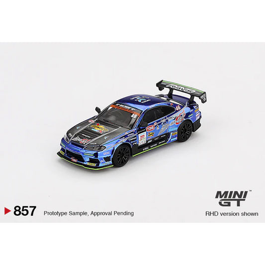 MiniGT Nissan Silvia (S15) D-MAX #46 2023 D1 Grand Prix 1:64 Diecast Car 857-BL