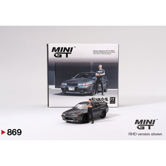 MiniGT Nissan Skyline GT-R (R32) Gunmetal w/Tsugio Matsuda Figure 1:64 869