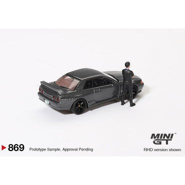 MiniGT Nissan Skyline GT-R (R32) Gunmetal w/Tsugio Matsuda Figure 1:64 869