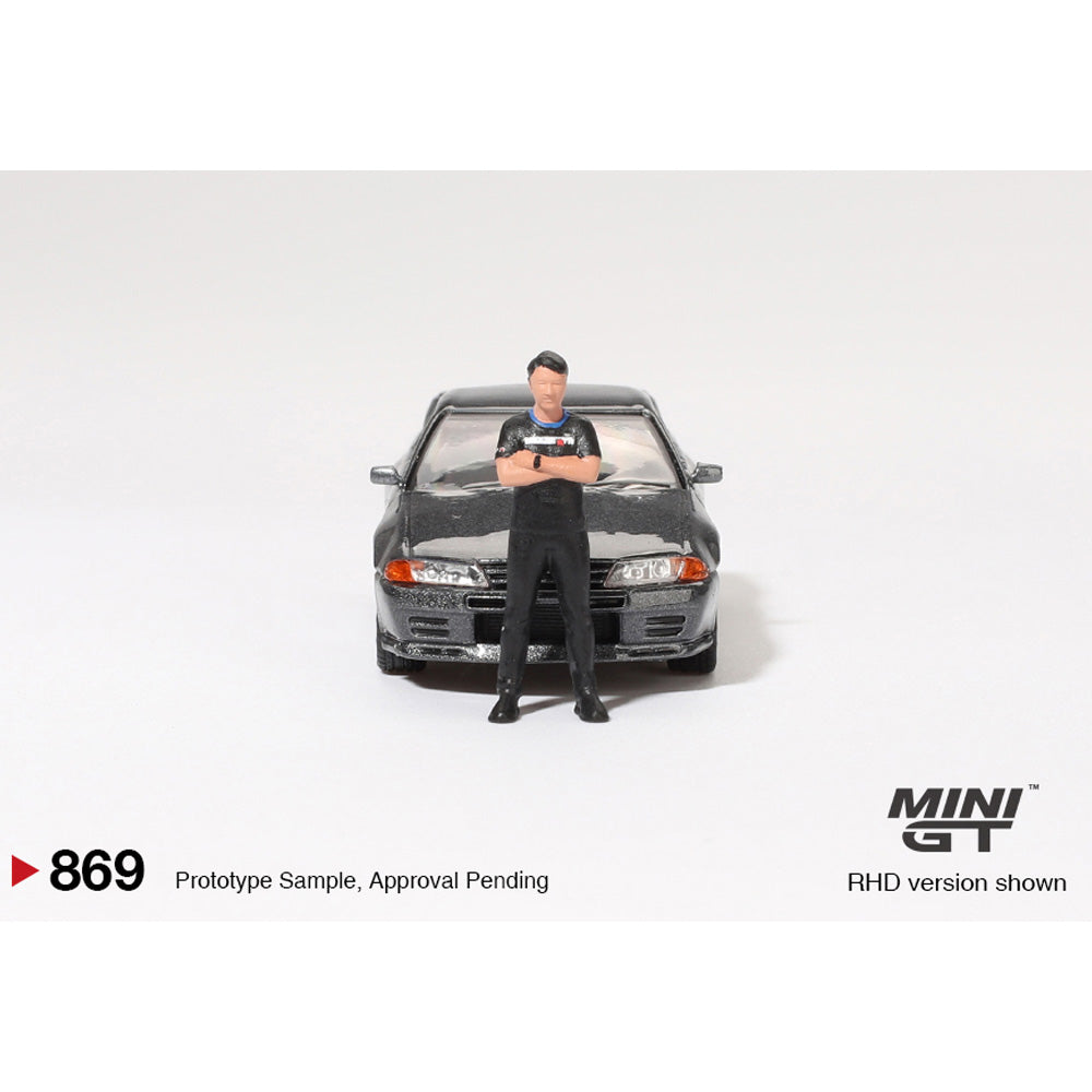 MiniGT Nissan Skyline GT-R (R32) Gunmetal w/Tsugio Matsuda Figure 1:64 869