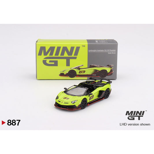 MiniGT Lamborghini Aventador SVJ 63 Roadster Verde Shock 1:64 Diecast Car 887-R