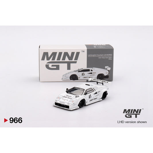 MiniGT Lamborghini Countach LB-WORKS White 2024 Tokyo Auto Salon 1:64 Car 966