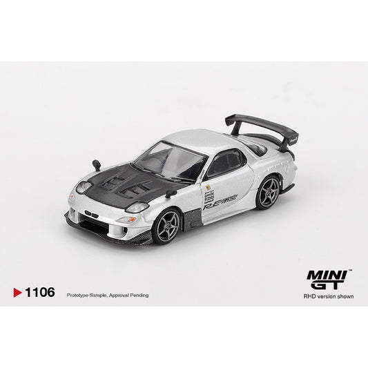 MiniGT Mazda RX-7 RE-Amemiya Silver Metallic 1:64 Diecast Car 1106