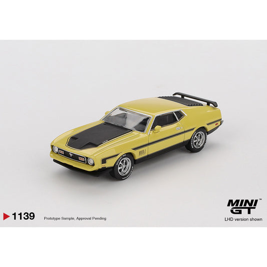 MiniGT Ford Mustang Mach1 Grabber Yellow 1:64 Diecast Car 1139