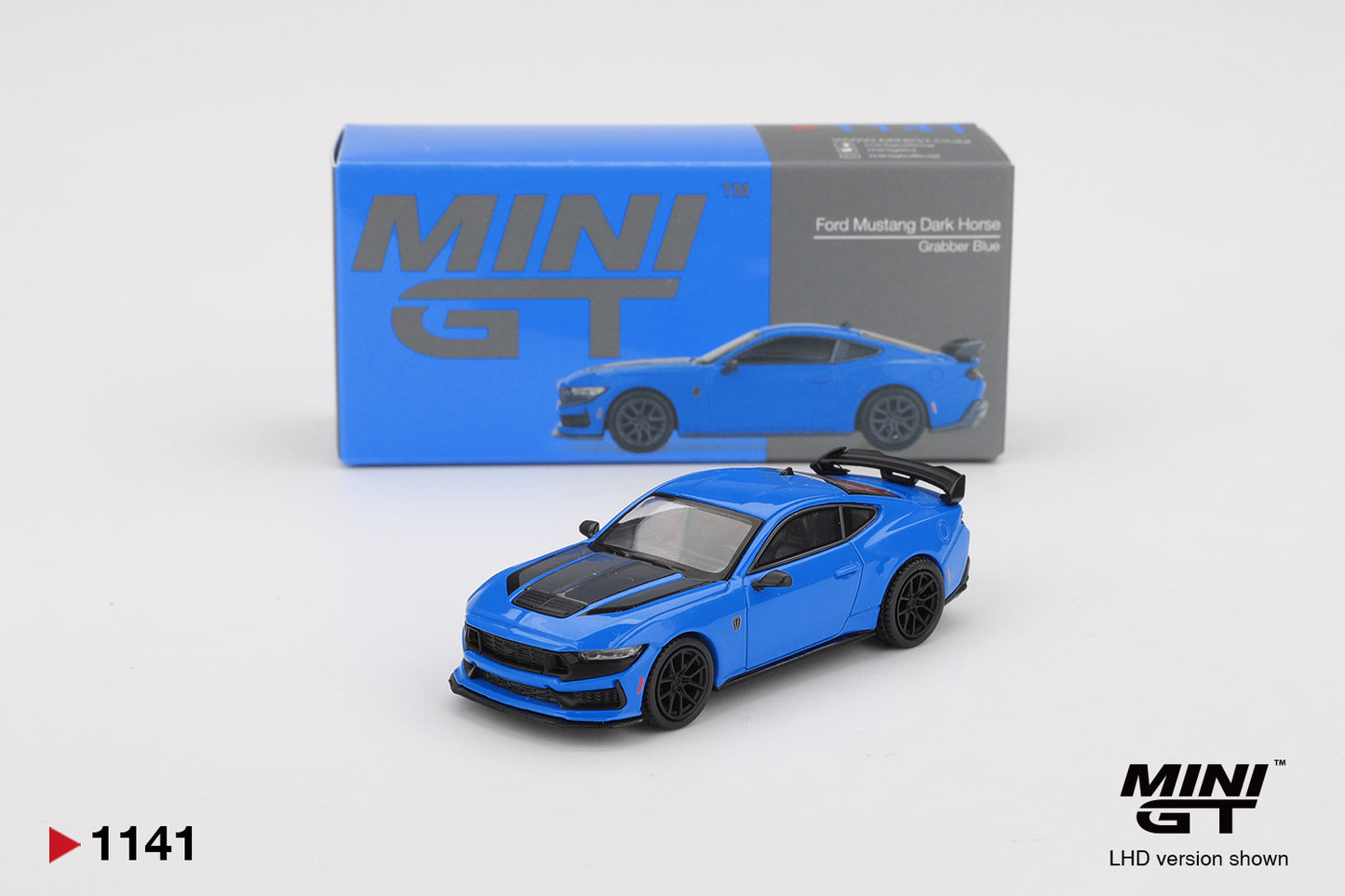 MiniGT Ford Mustang Dark Horse 2024 Grabber Blue (RHD) 1:64 Diecast Car 1141-R