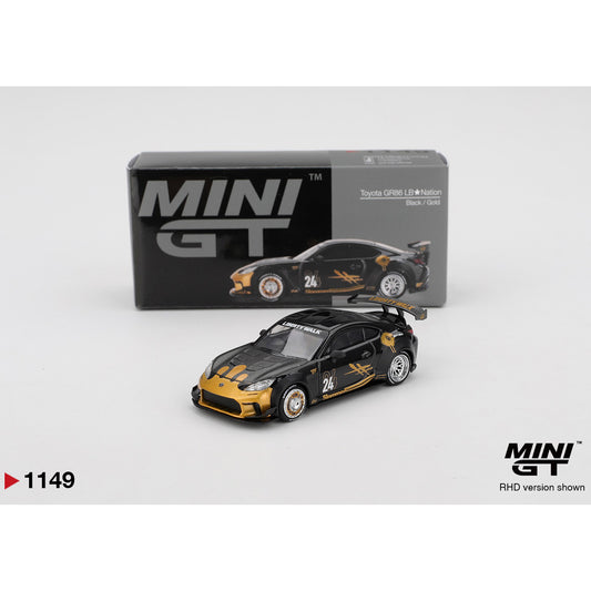 MiniGT Toyota GR86 LB Nation Black/Gold 1:64 Diecast Car 1149