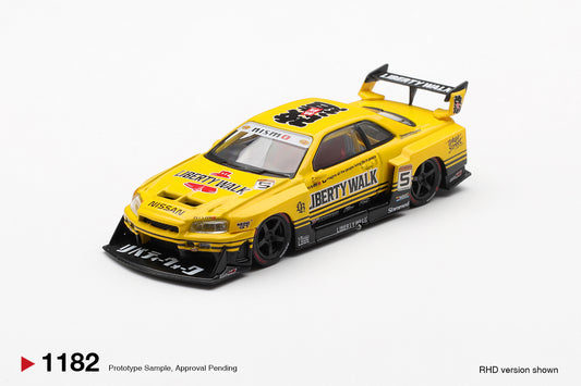 MiniGT Nissan LB-ER34 Super Silhouette Skyline Sport Yellow 1:64 Car 1182-R