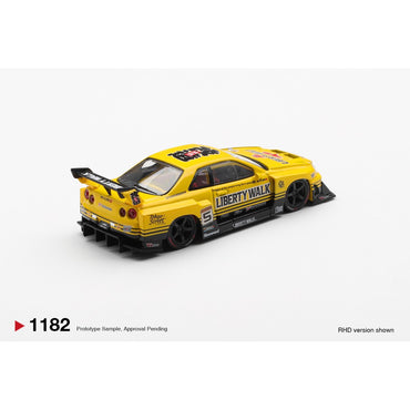 MiniGT Nissan LB-ER34 Super Silhouette Skyline Sport Yellow 1:64 Car 1182-R