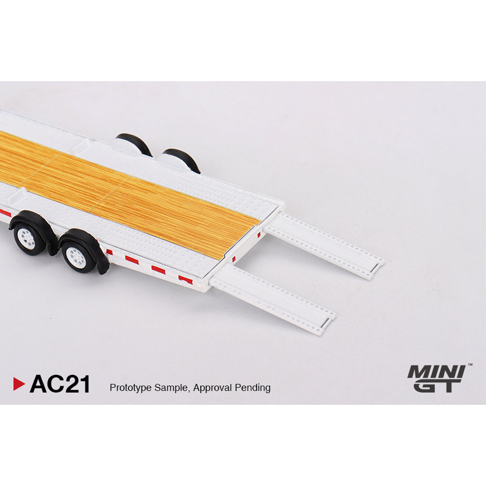 MiniGT Car Hauler Trailer White 1:64 Diecast Model AC21
