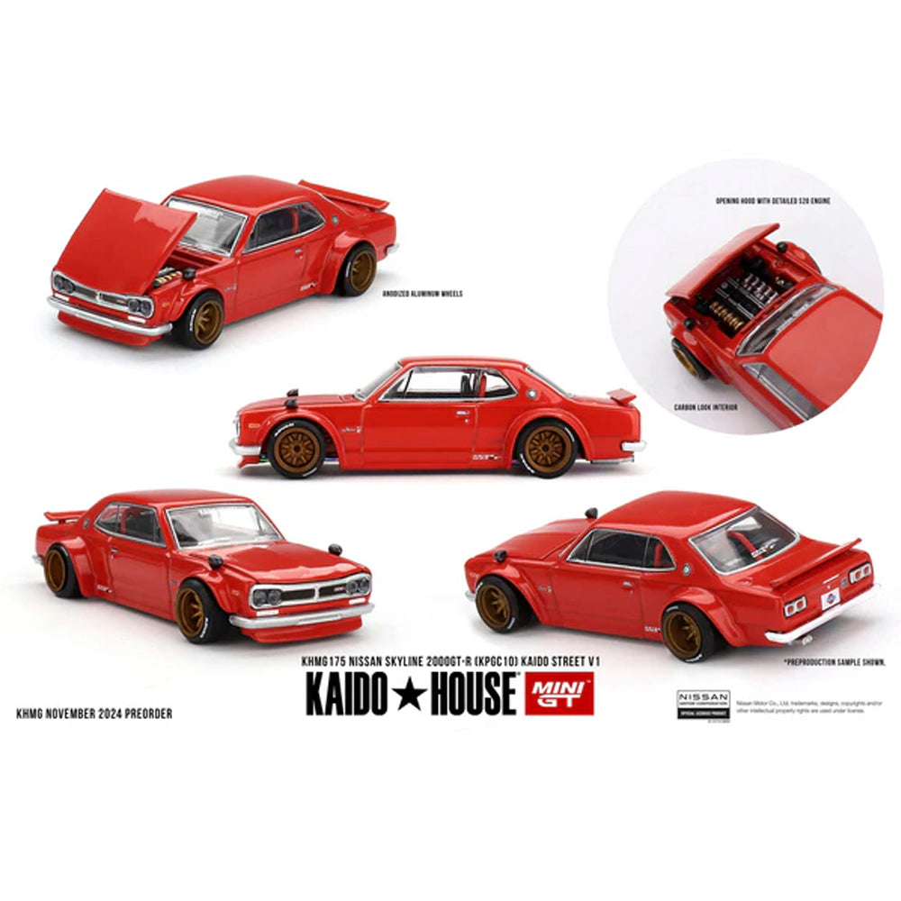 MiniGT Nissan Skyline 2000GT-R KPGC10 Kaido Street V1 1:64 Diecast Model 175