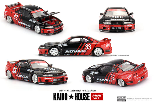 MinIGT 1:64 Nissan Skyline GT-R (R33) Kaido Works Advan MGTKHMG191