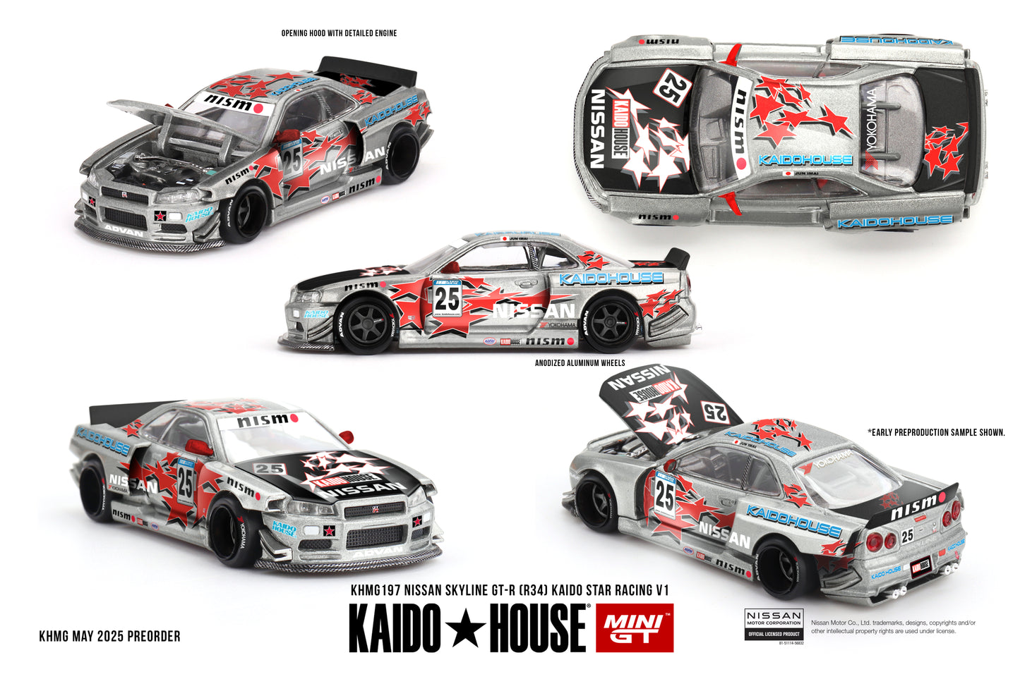 MiniGT Nissan Skyline GT-R (R34) Kaido Star Racing V1 1:64 Car KHMG197