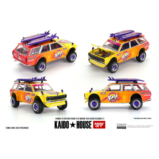 MiniGT Datsun KAIDO 510 Wagon 4x4 Kaido ISLANDS V1 1:64 Diecast Car KHMG210