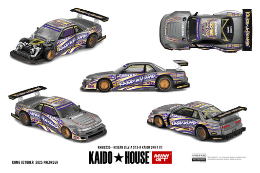 MiniGT Nissan Silvia S13-R Kaido Drift V1 1:64 Diecast Car KHMG235