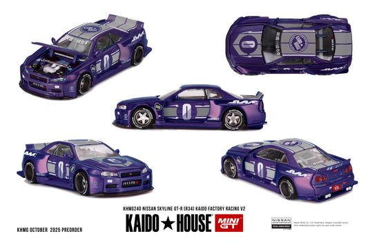 MiniGT Nissan Skyline GT-R (R34) Kaido Racing Factory V2 1:64 Car KHMG240