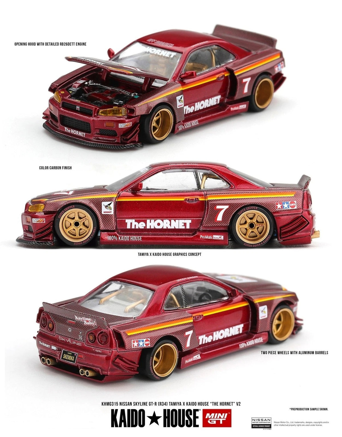 MiniGT Nissan Skyline GT-R R34 Tamiya x Kaido House Hornet V2 1:64 KHMG315