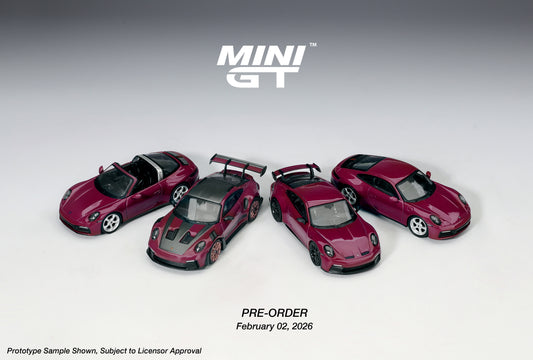 MiniGT Porsche 911 (992.1) Rubystone Red Set (LHD) 1:64 Diecast Car S0021