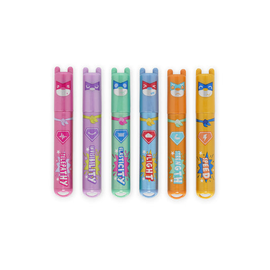 Legami Teddy's Superpower Set of 6 Mini Highlighters - Teddy Bear