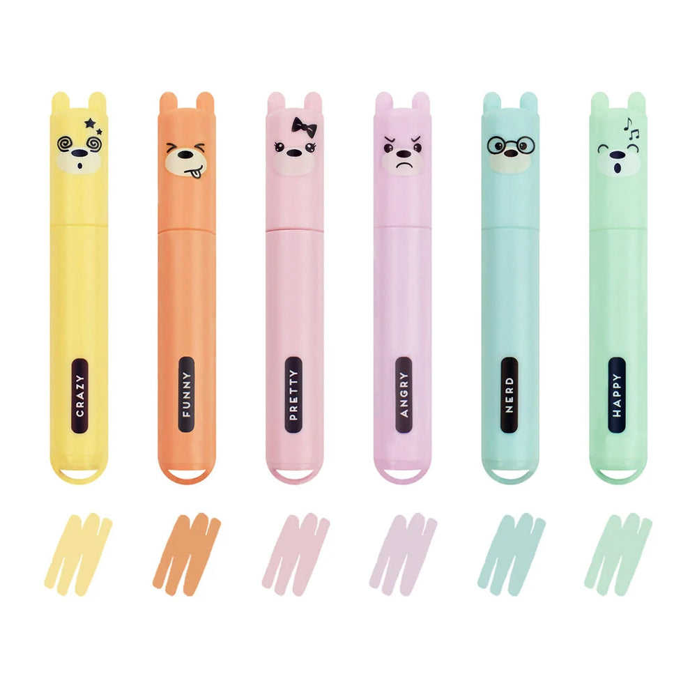 Legami Mini Pastel Highlighters Set of 6 - Teddy's Style